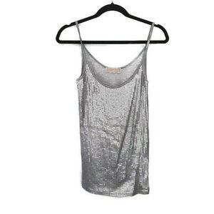 Michael Kors Spaghetti Strap Silver Sequin Tank